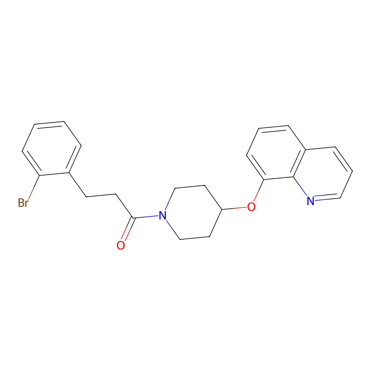 3-(2-Bromophenyl)-1-[4-(quinolin-8-yloxy)piperidin-1-yl]propan-1-one molecular structure, CAS 1904321-07-8