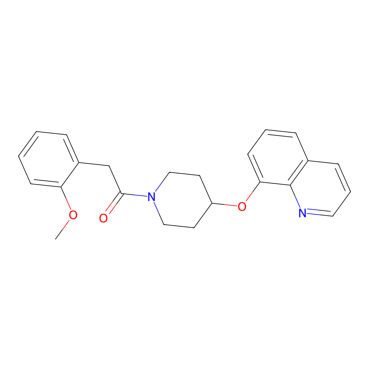2-(2-Methoxyphenyl)-1-(4-(quinolin-8-yloxy)piperidin-1-yl)ethanone molecular structure, CAS 1904321-32-9
