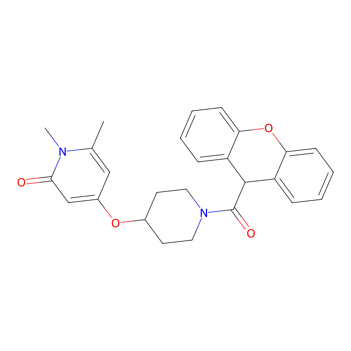 4-((1-(9H-xanthene-9-carbonyl)piperidin-4-yl)oxy)-1,6-dimethylpyridin-2(1H)-one molecular structure, CAS 1904322-72-0