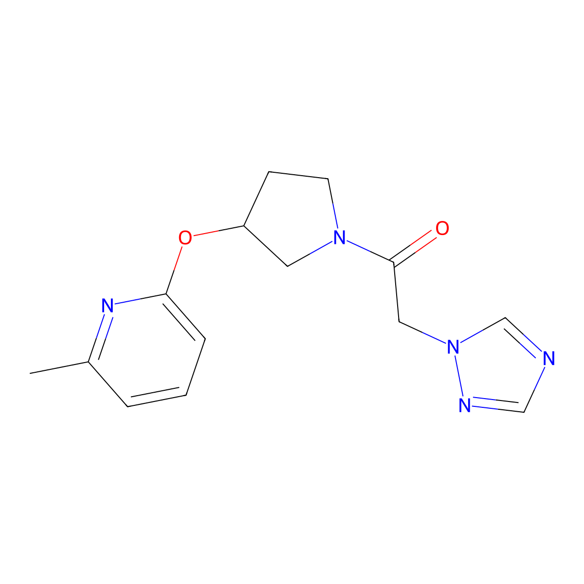 1-(3-((6-methylpyridin-2-yl)oxy)pyrrolidin-1-yl)-2-(1H-1,2,4-triazol-1-yl)ethanone molecular structure, CAS 1904329-06-1
