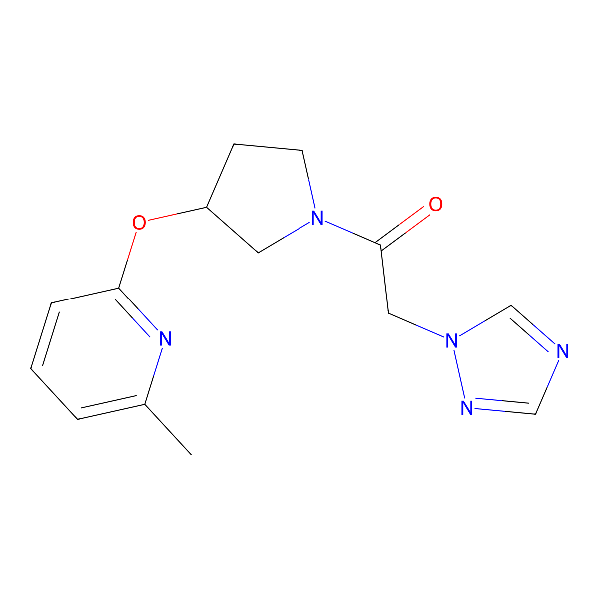 1-(3-((6-methylpyridin-2-yl)oxy)pyrrolidin-1-yl)-2-(1H-1,2,4-triazol-1-yl)ethanone molecular structure, CAS 1904329-06-1