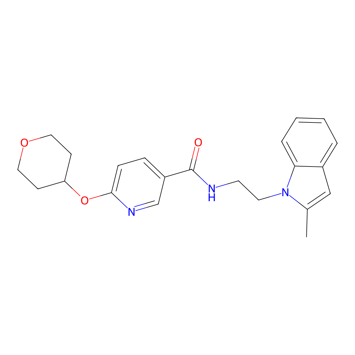 N-(2-(2-methyl-1H-indol-1-yl)ethyl)-6-((tetrahydro-2H-pyran-4-yl)oxy)nicotinamide molecular structure, CAS 1904329-72-1