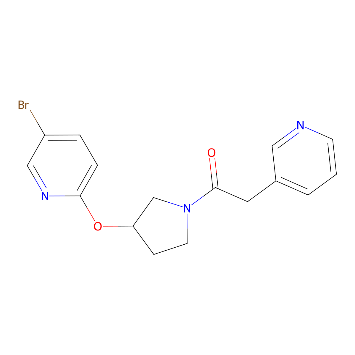 1-(3-((5-Bromopyridin-2-yl)oxy)pyrrolidin-1-yl)-2-(pyridin-3-yl)ethanone molecular structure, CAS 1904331-82-3