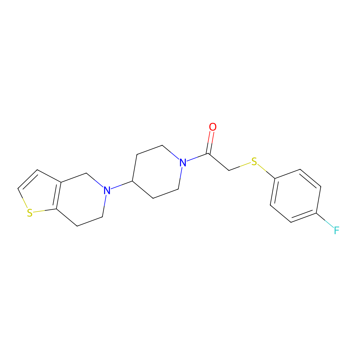 1-(4-(6,7-dihydrothieno[3,2-c]pyridin-5(4H)-yl)piperidin-1-yl)-2-((4-fluorophenyl)thio)ethanone molecular structure, CAS 1904332-97-3