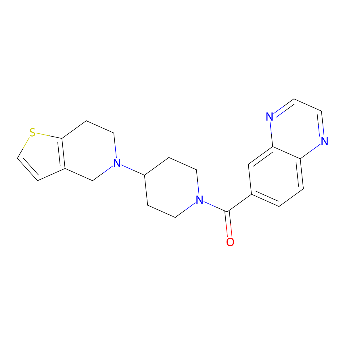 (4-(6,7-dihydrothieno[3,2-c]pyridin-5(4H)-yl)piperidin-1-yl)(quinoxalin-6-yl)methanone molecular structure, CAS 1904333-45-4