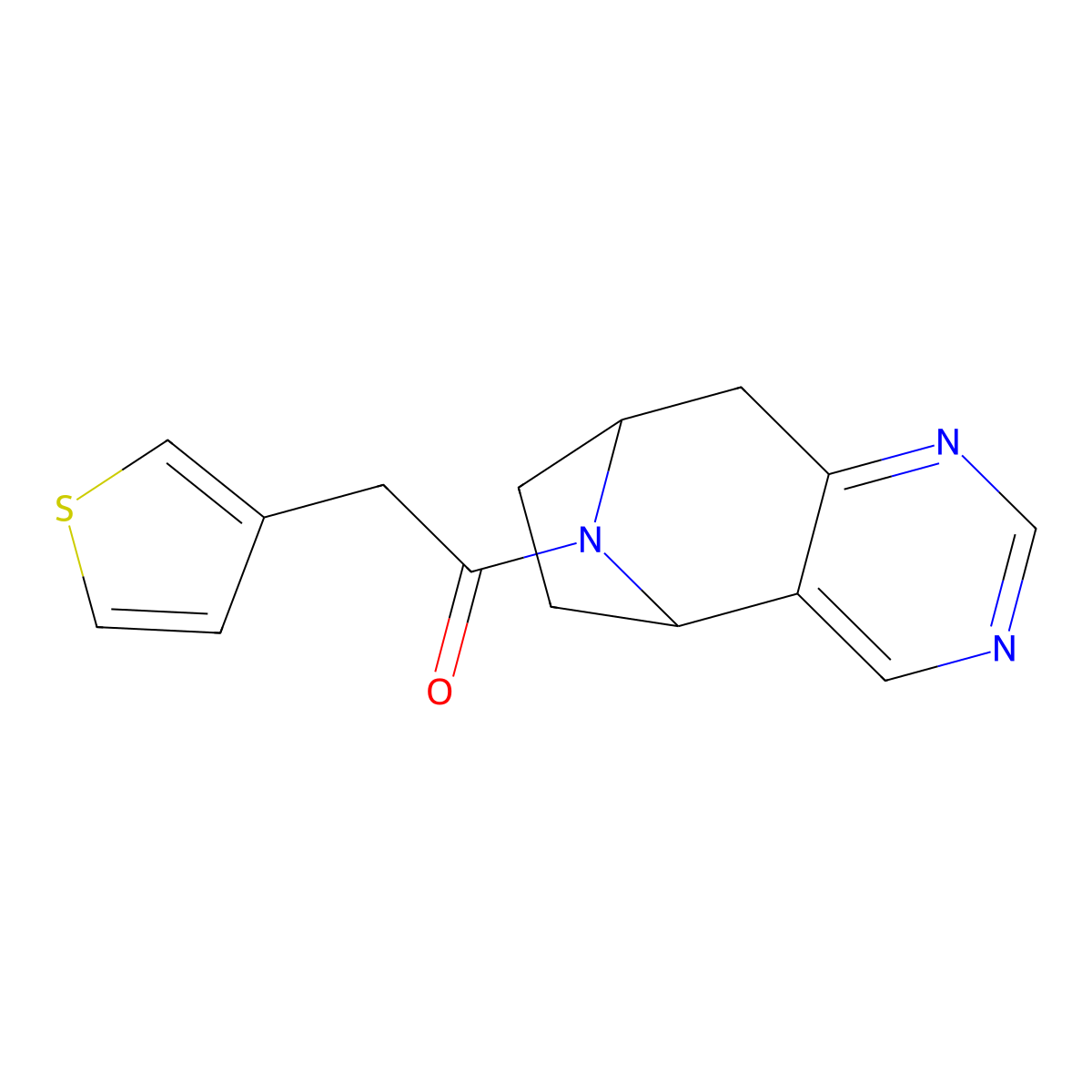 2-(Thiophen-3-yl)-1-{4,6,12-triazatricyclo[7.2.1.0^{2,7}]dodeca-2(7),3,5-trien-12-yl}ethan-1-one molecular structure, CAS 1904334-20-8