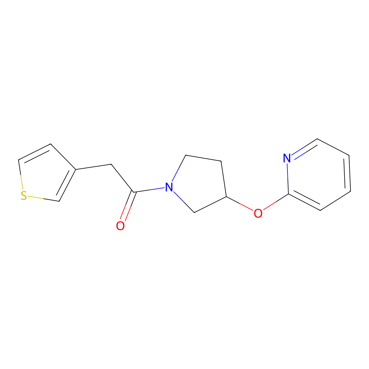 1-(3-(Pyridin-2-yloxy)pyrrolidin-1-yl)-2-(thiophen-3-yl)ethanone molecular structure, CAS 1904335-27-8
