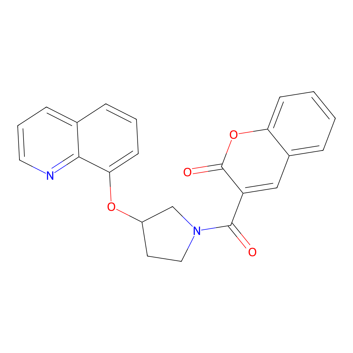 3-[3-(quinolin-8-yloxy)pyrrolidine-1-carbonyl]-2H-chromen-2-one molecular structure, CAS 1904336-69-1
