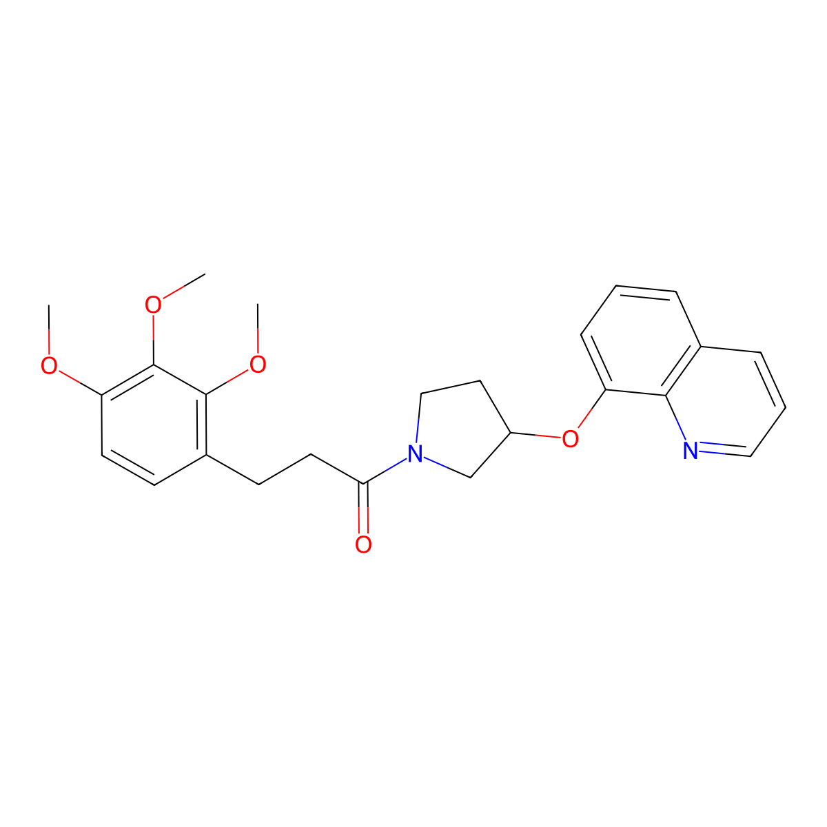 1-[3-(Quinolin-8-yloxy)pyrrolidin-1-yl]-3-(2,3,4-trimethoxyphenyl)propan-1-one molecular structure, CAS 1904336-95-3