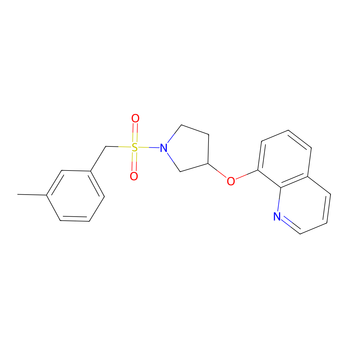 8-((1-((3-Methylbenzyl)sulfonyl)pyrrolidin-3-yl)oxy)quinoline molecular structure, CAS 1904337-55-8