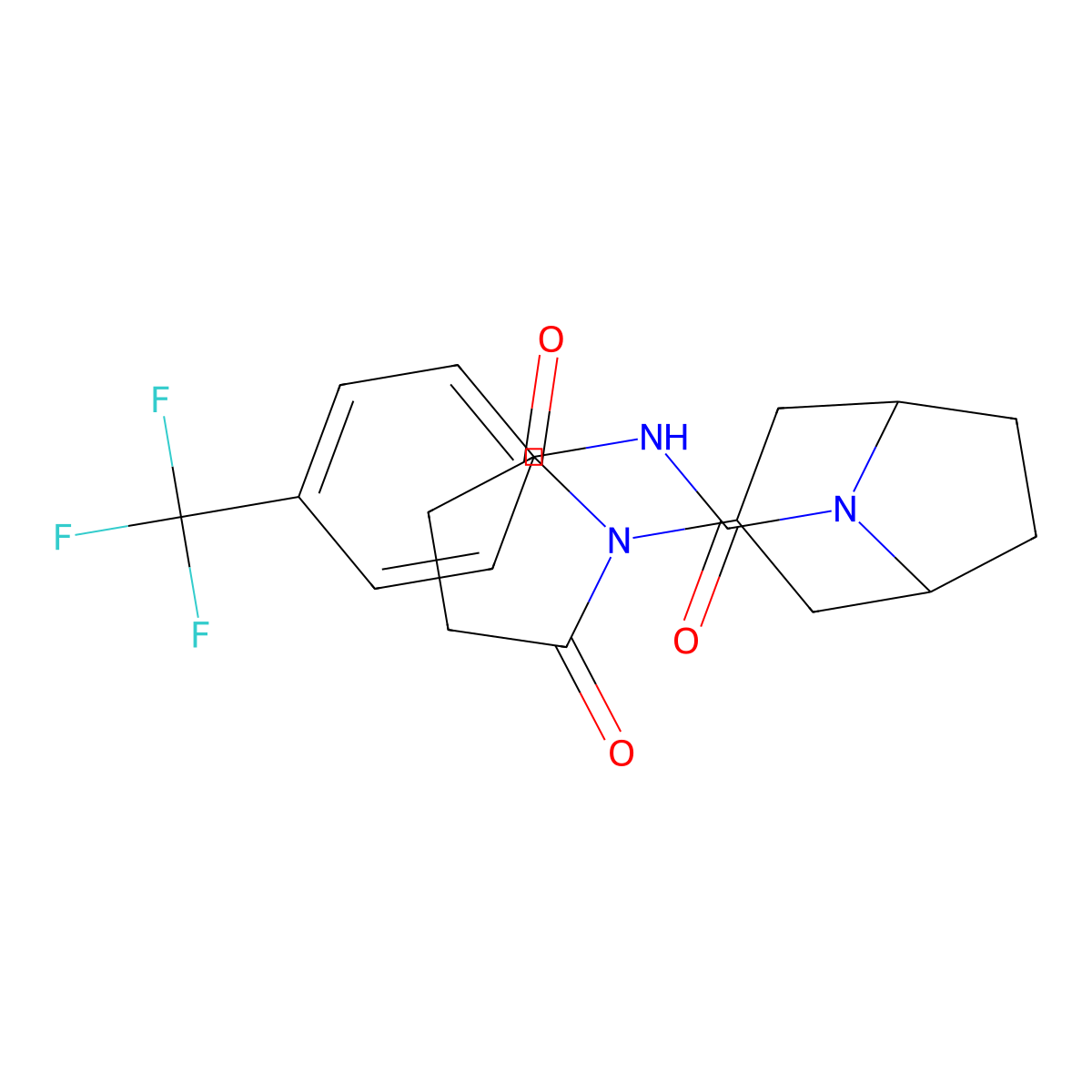 3-(2,5-dioxopyrrolidin-1-yl)-N-[4-(trifluoromethyl)phenyl]-8-azabicyclo[3.2.1]octane-8-carboxamide molecular structure, CAS 1904338-54-0