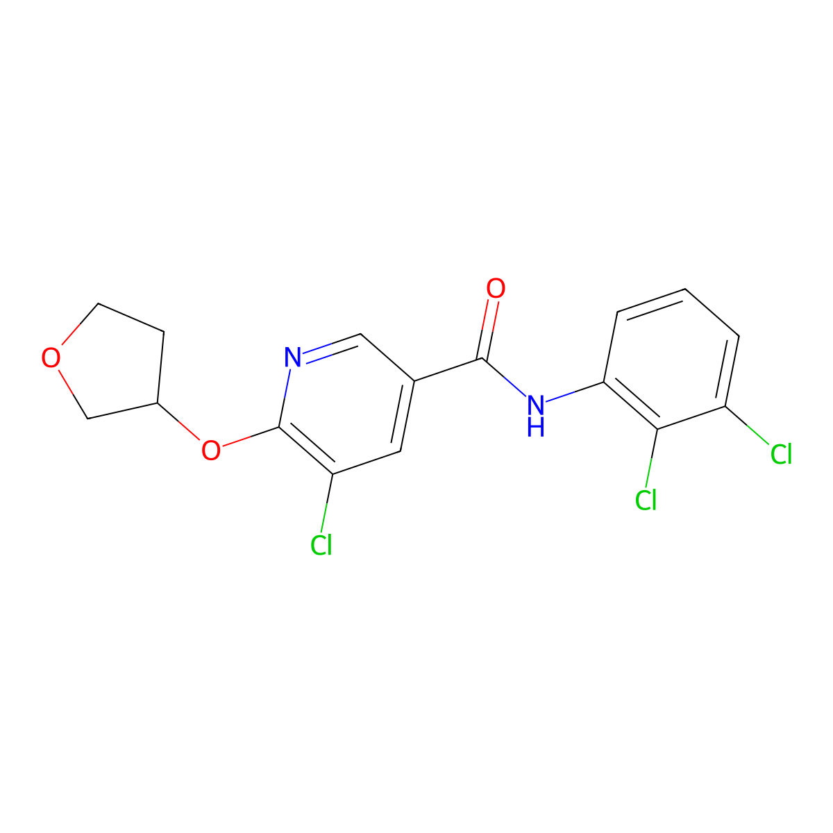 5-chloro-N-(2,3-dichlorophenyl)-6-((tetrahydrofuran-3-yl)oxy)nicotinamide molecular structure, CAS 1904339-58-7
