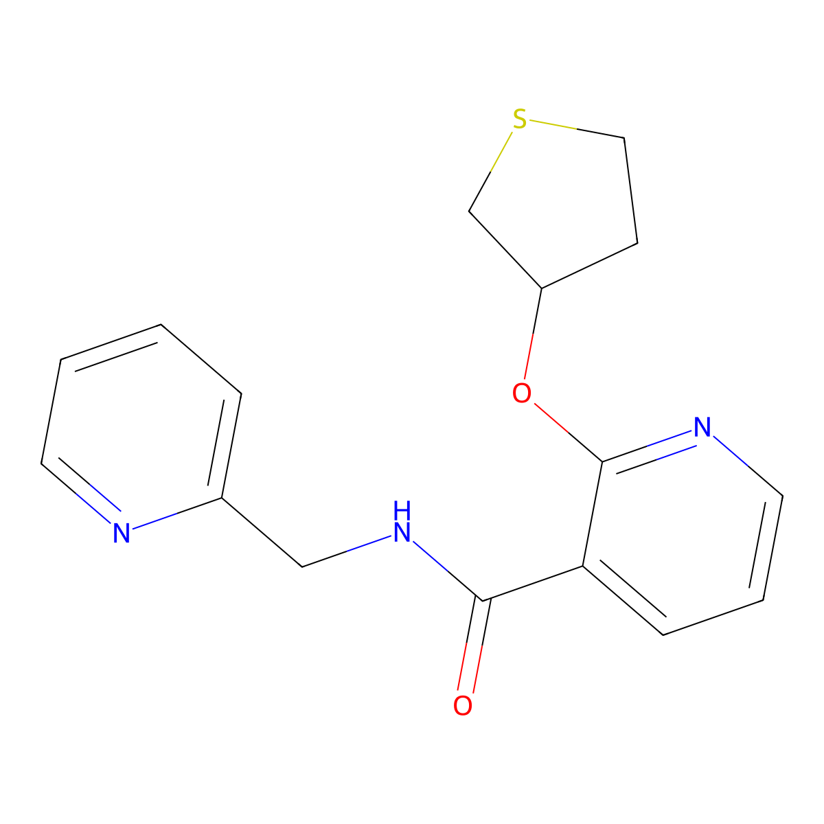 N-(pyridin-2-ylmethyl)-2-((tetrahydrothiophen-3-yl)oxy)nicotinamide molecular structure, CAS 1904341-40-7