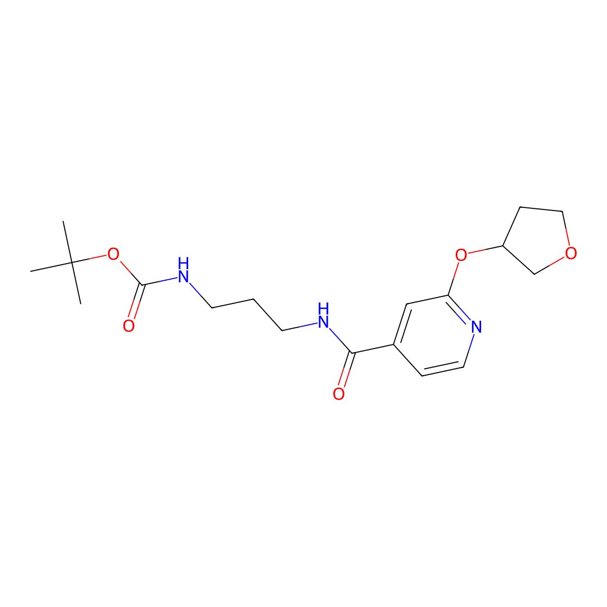 Tert-butyl (3-(2-((tetrahydrofuran-3-yl)oxy)isonicotinamido)propyl)carbamate molecular structure, CAS 1904342-46-6