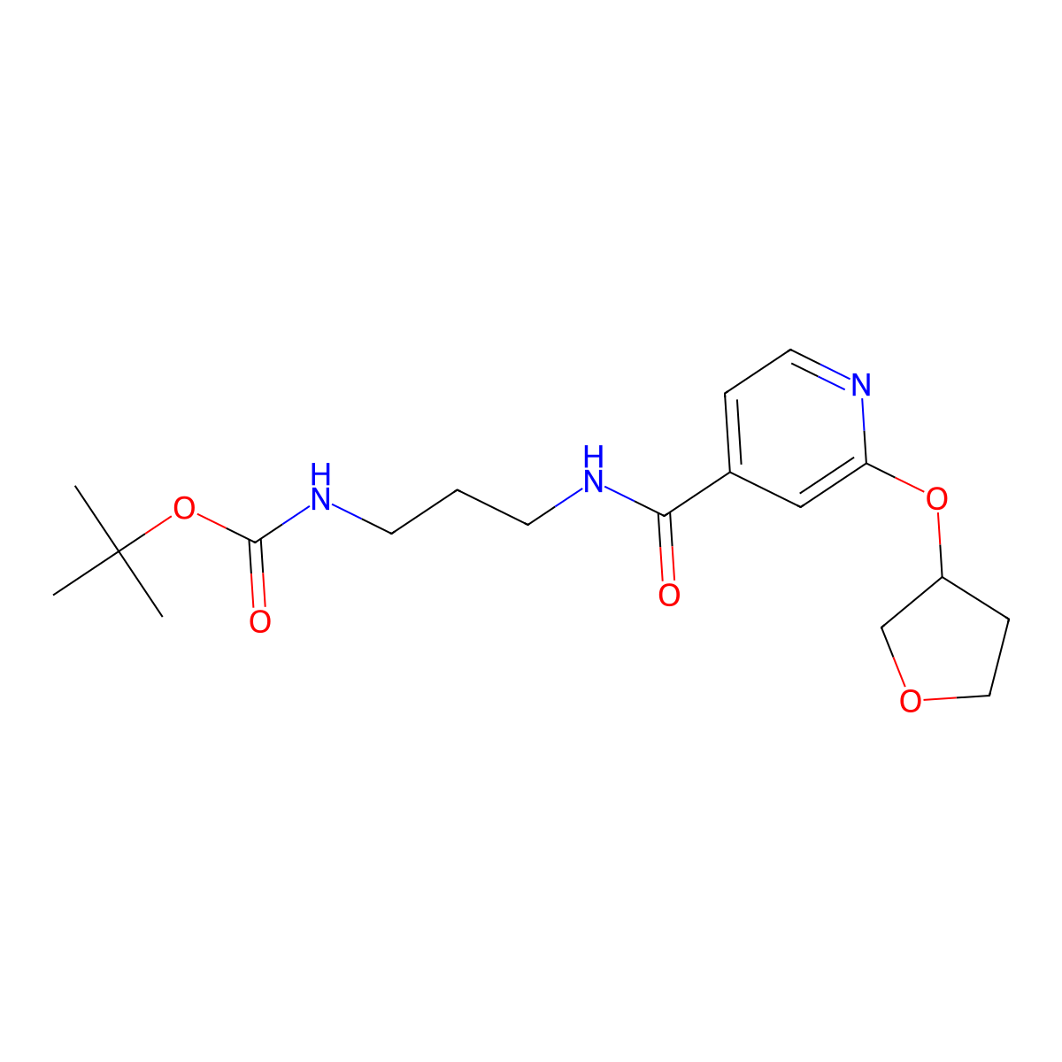 Tert-butyl (3-(2-((tetrahydrofuran-3-yl)oxy)isonicotinamido)propyl)carbamate molecular structure, CAS 1904342-46-6