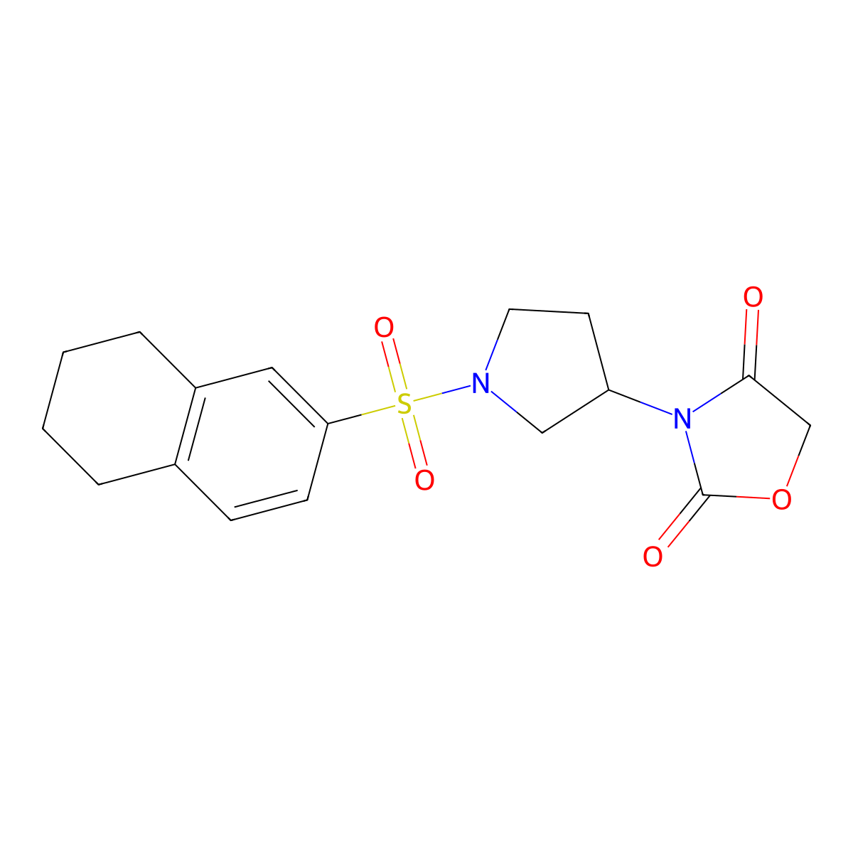 3-(1-((5,6,7,8-Tetrahydronaphthalen-2-yl)sulfonyl)pyrrolidin-3-yl)oxazolidine-2,4-dione molecular structure, CAS 1904342-88-6