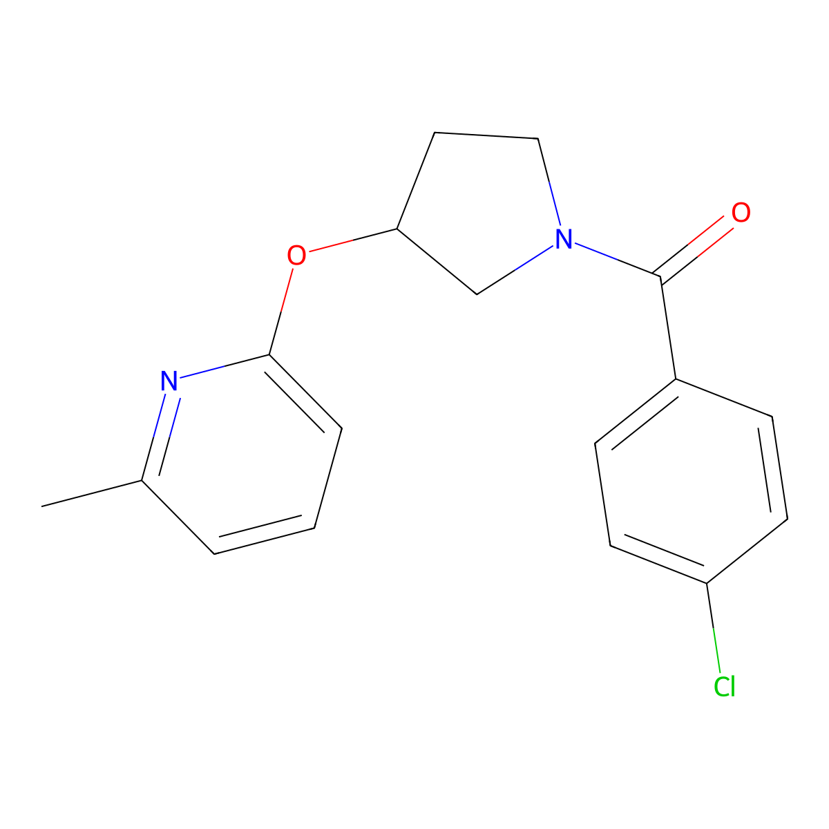 (4-Chlorophenyl)(3-((6-methylpyridin-2-yl)oxy)pyrrolidin-1-yl)methanone molecular structure, CAS 1904344-64-4