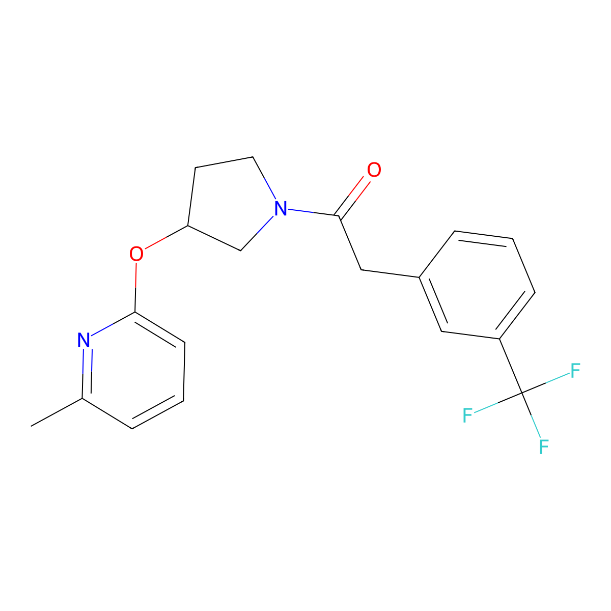 1-(3-((6-Methylpyridin-2-yl)oxy)pyrrolidin-1-yl)-2-(3-(trifluoromethyl)phenyl)ethanone molecular structure, CAS 1904347-40-5