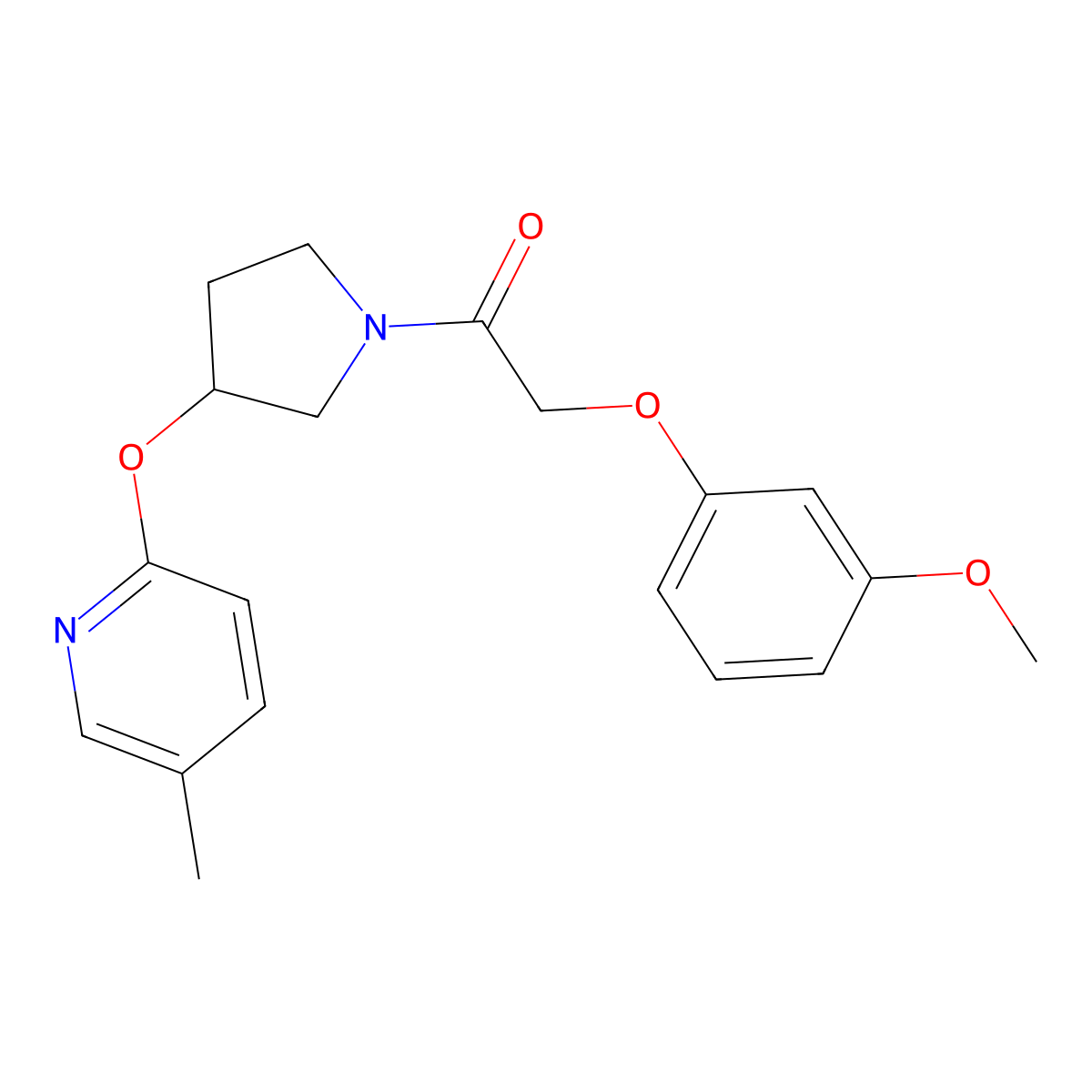 2-(3-Methoxyphenoxy)-1-(3-((5-methylpyridin-2-yl)oxy)pyrrolidin-1-yl)ethanone molecular structure, CAS 1904349-95-6