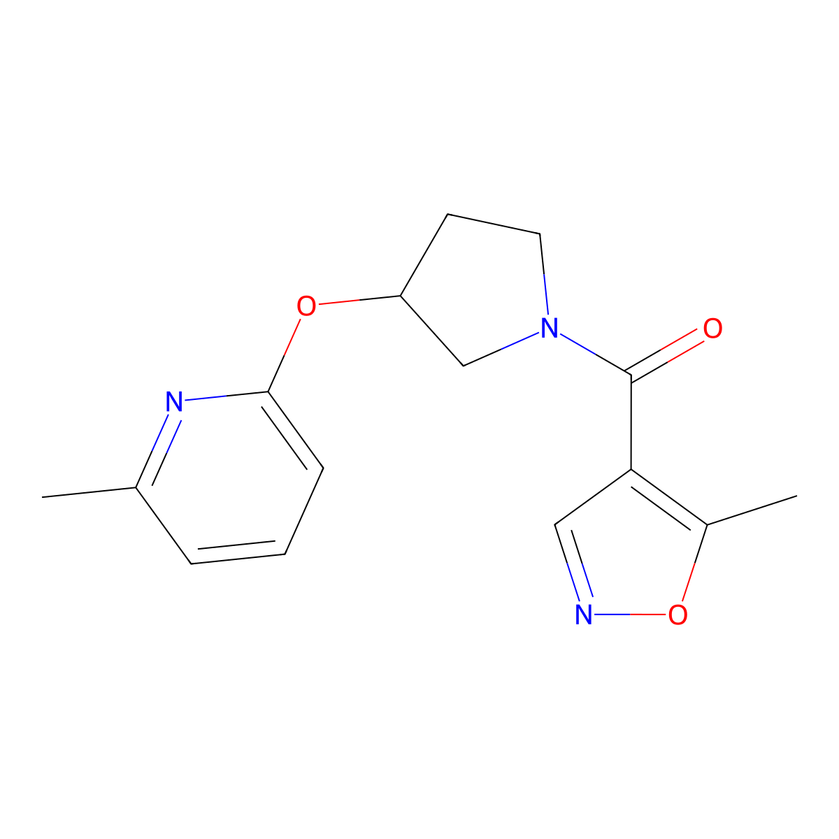 (5-Methylisoxazol-4-yl)(3-((6-methylpyridin-2-yl)oxy)pyrrolidin-1-yl)methanone molecular structure, CAS 1904357-51-2