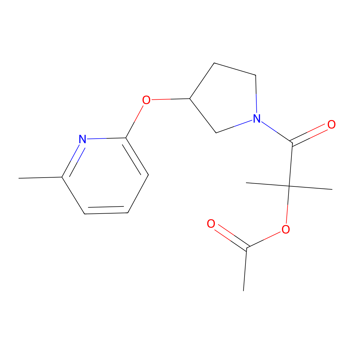 2-Methyl-1-(3-((6-methylpyridin-2-yl)oxy)pyrrolidin-1-yl)-1-oxopropan-2-yl acetate molecular structure, CAS 1904357-64-7