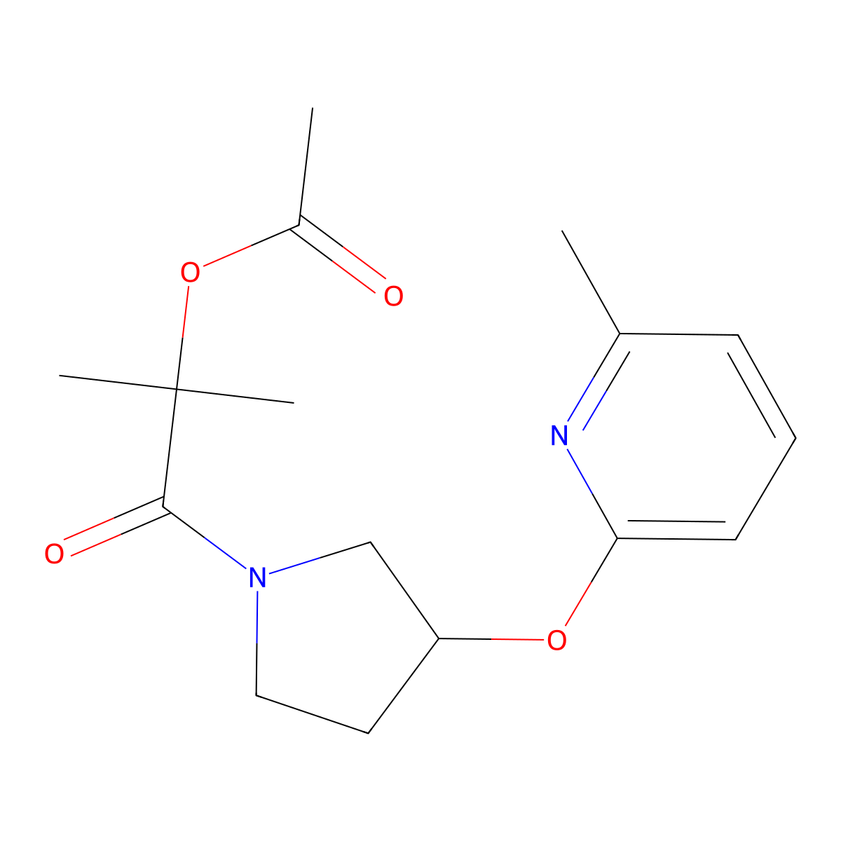 2-Methyl-1-(3-((6-methylpyridin-2-yl)oxy)pyrrolidin-1-yl)-1-oxopropan-2-yl acetate molecular structure, CAS 1904357-64-7