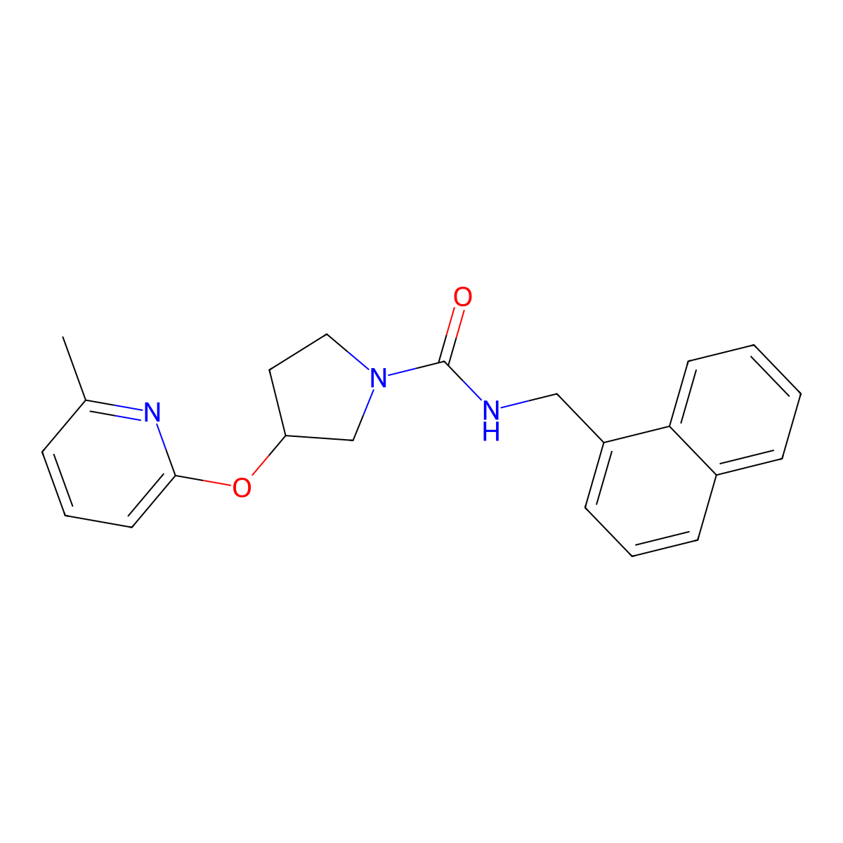 3-((6-methylpyridin-2-yl)oxy)-N-(naphthalen-1-ylmethyl)pyrrolidine-1-carboxamide molecular structure, CAS 1904357-96-5