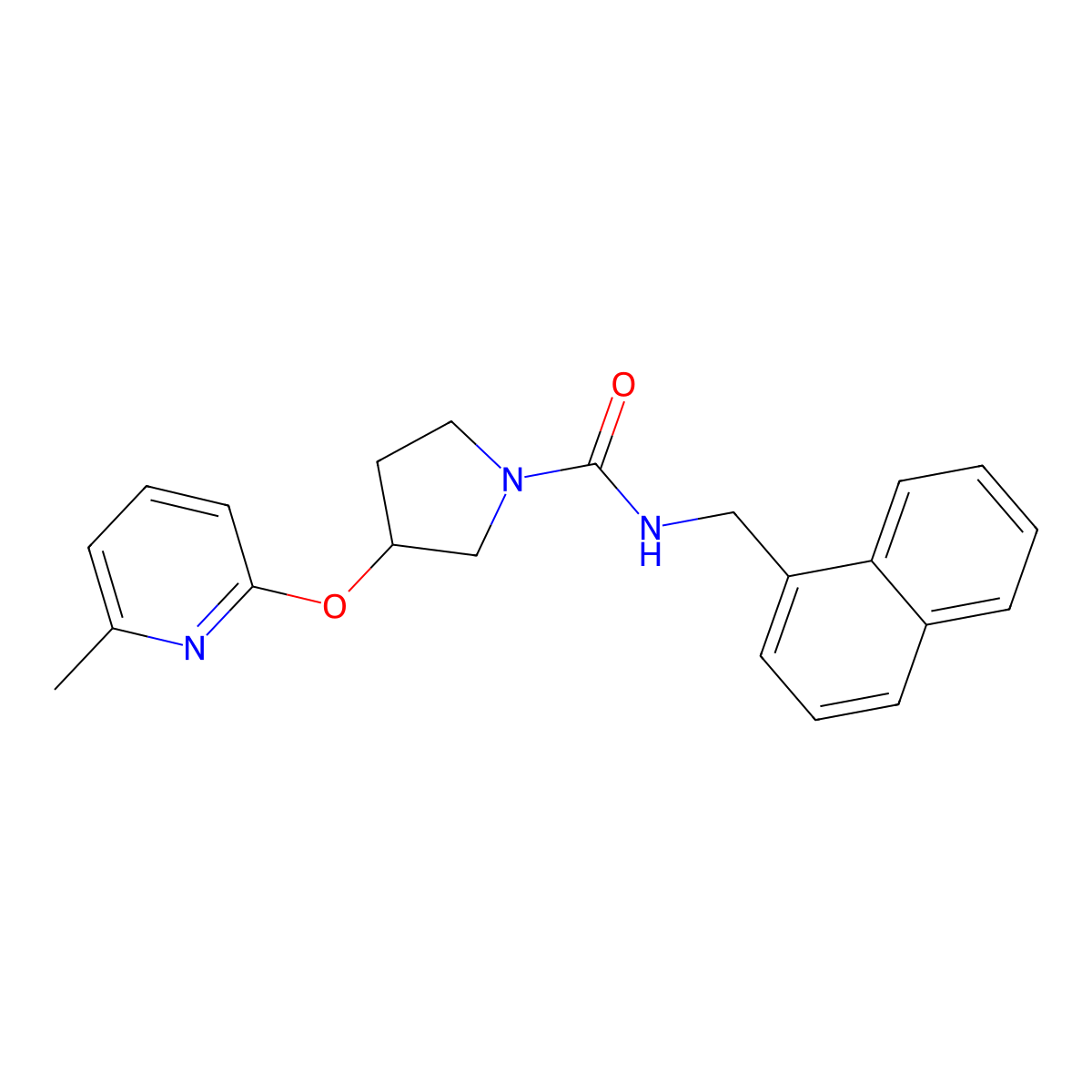 3-((6-methylpyridin-2-yl)oxy)-N-(naphthalen-1-ylmethyl)pyrrolidine-1-carboxamide molecular structure, CAS 1904357-96-5