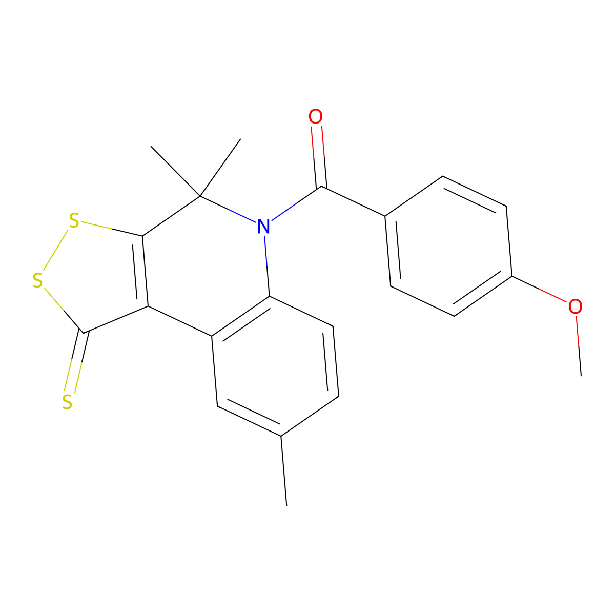 5-(4-methoxybenzoyl)-4,4,8-trimethyl-4,5-dihydro-1H-[1,2]dithiolo[3,4-c]quinoline-1-thione molecular structure, CAS 190436-74-9