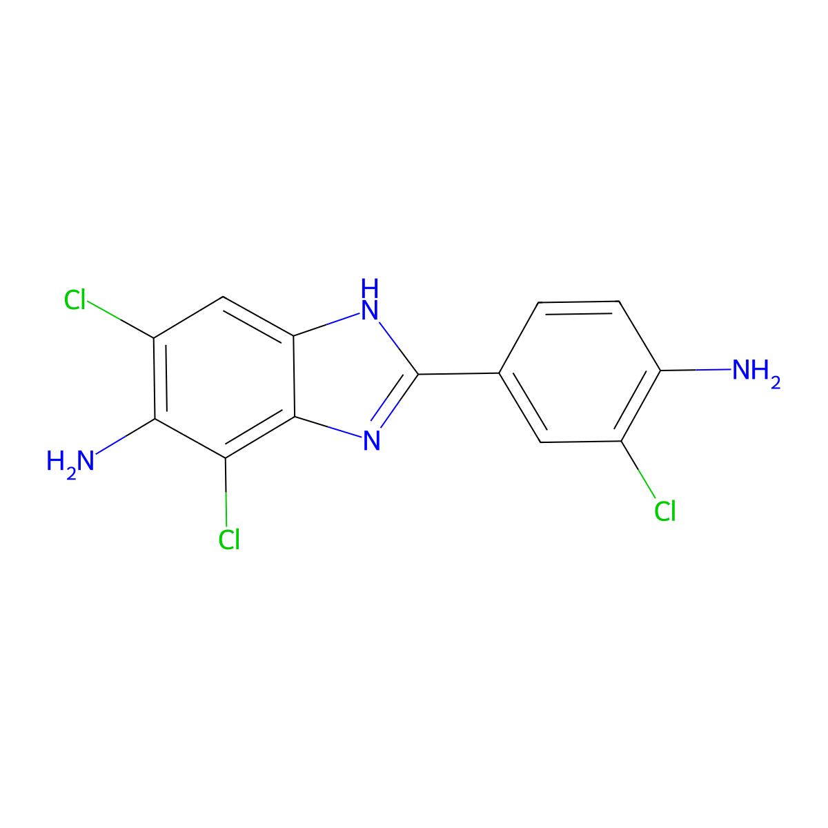 2-(4-Amino-3-chlorophenyl)-4,6-dichloro-1H-benzo[d]imidazol-5-amine molecular structure, CAS 190436-83-0