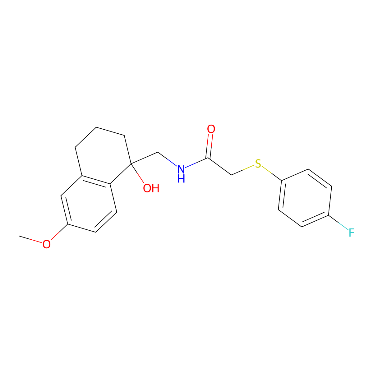 2-[(4-fluorophenyl)sulfanyl]-N-[(1-hydroxy-6-methoxy-1,2,3,4-tetrahydronaphthalen-1-yl)methyl]acetamide molecular structure, CAS 1904360-43-5