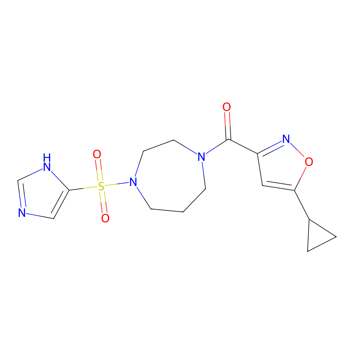 (4-((1H-imidazol-4-yl)sulfonyl)-1,4-diazepan-1-yl)(5-cyclopropylisoxazol-3-yl)methanone molecular structure, CAS 1904364-93-7
