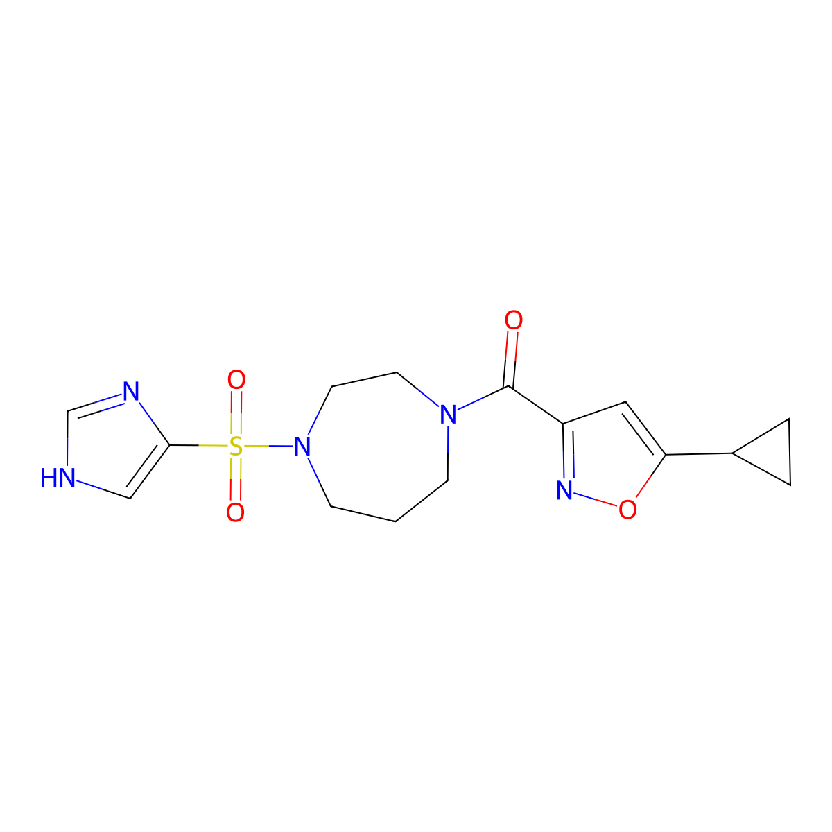 (4-((1H-imidazol-4-yl)sulfonyl)-1,4-diazepan-1-yl)(5-cyclopropylisoxazol-3-yl)methanone molecular structure, CAS 1904364-93-7