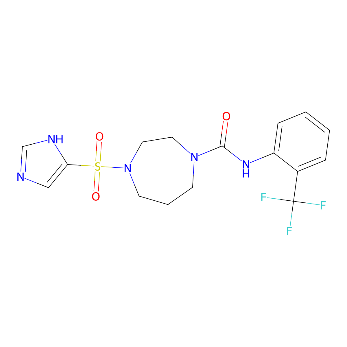 4-((1H-imidazol-4-yl)sulfonyl)-N-(2-(trifluoromethyl)phenyl)-1,4-diazepane-1-carboxamide molecular structure, CAS 1904365-39-4