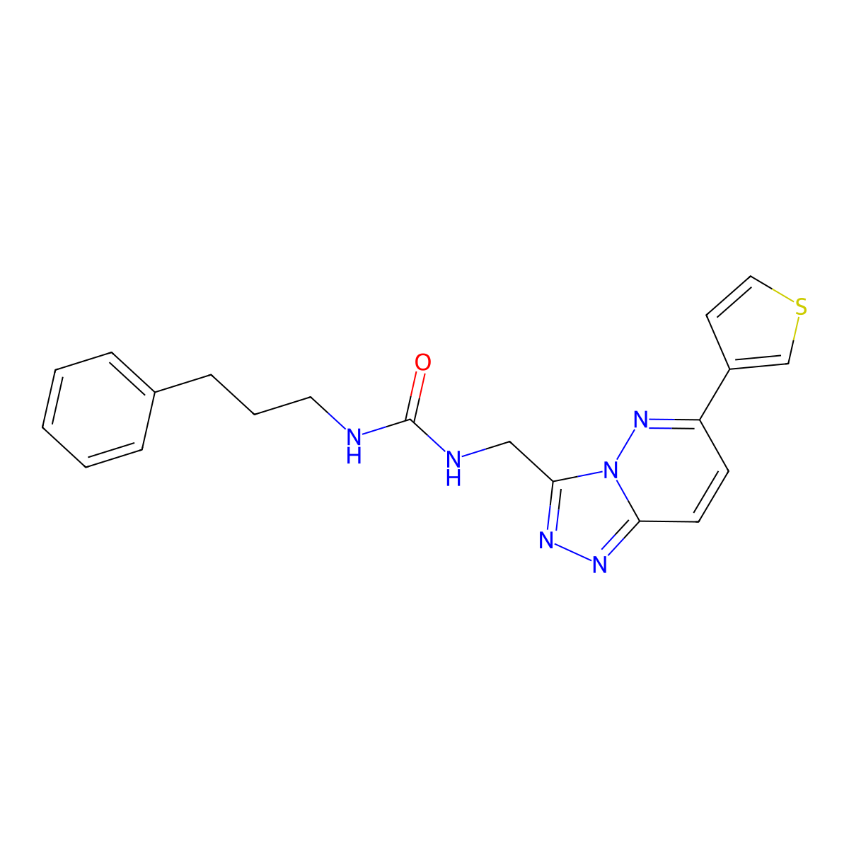1-(3-Phenylpropyl)-3-((6-(thiophen-3-yl)-[1,2,4]triazolo[4,3-b]pyridazin-3-yl)methyl)urea molecular structure, CAS 1904367-05-0