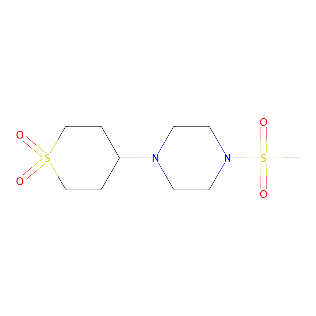 4-(4-(methylsulfonyl)piperazin-1-yl)tetrahydro-2H-thiopyran 1,1-dioxide molecular structure, CAS 1904367-08-3