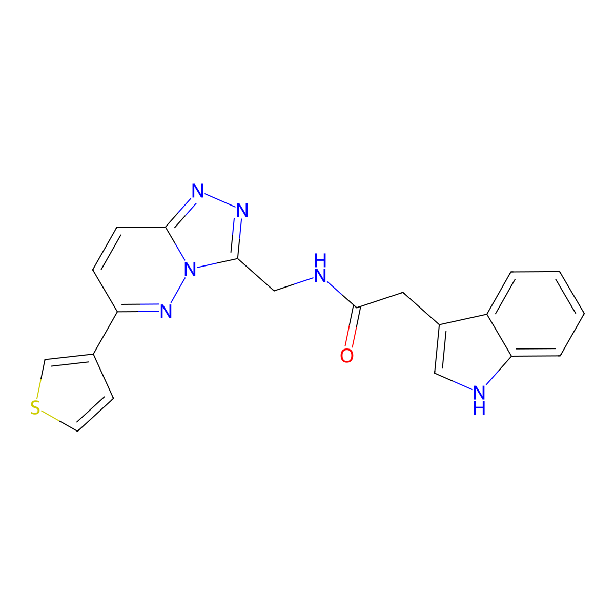 2-(1H-indol-3-yl)-N-((6-(thiophen-3-yl)-[1,2,4]triazolo[4,3-b]pyridazin-3-yl)methyl)acetamide molecular structure, CAS 1904367-12-9