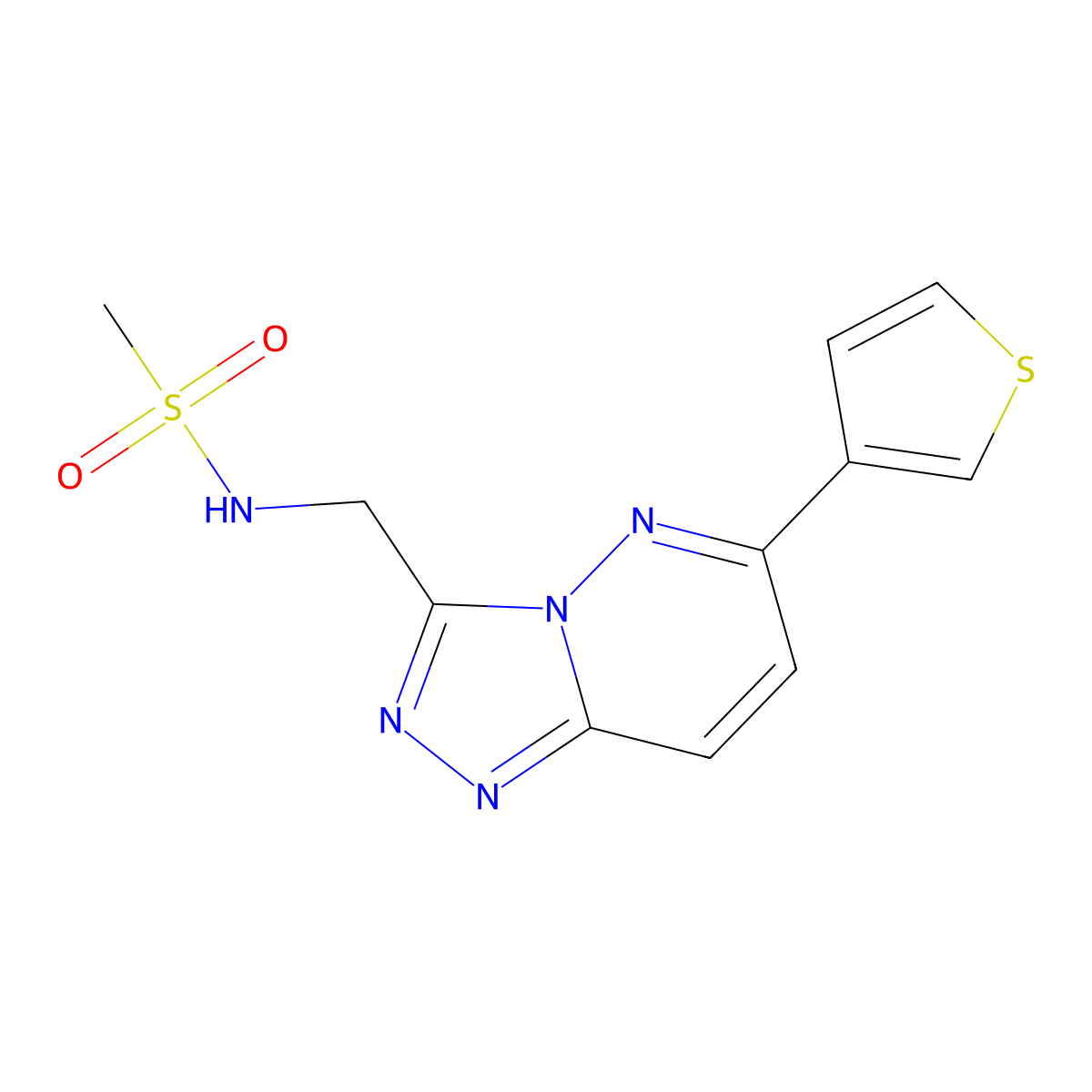 N-((6-(thiophen-3-yl)-[1,2,4]triazolo[4,3-b]pyridazin-3-yl)methyl)methanesulfonamide molecular structure, CAS 1904367-38-9