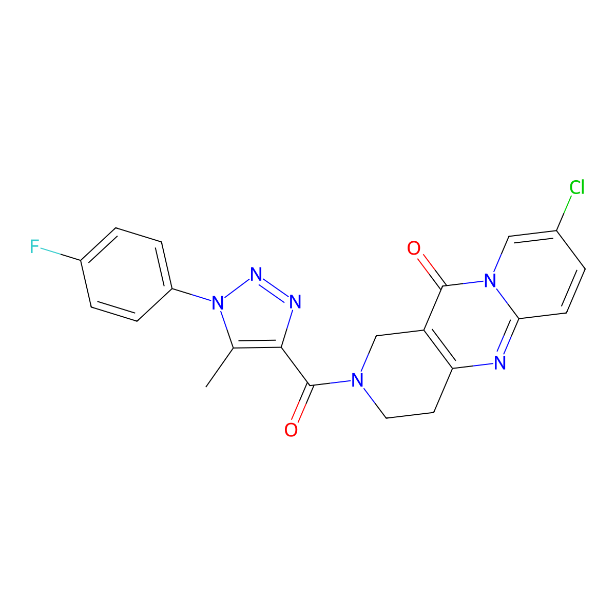 13-chloro-5-[1-(4-fluorophenyl)-5-methyl-1H-1,2,3-triazole-4-carbonyl]-1,5,9-triazatricyclo[8.4.0.0^{3,8}]tetradeca-3(8),9,11,13-tetraen-2-one molecular structure, CAS 1904369-41-0