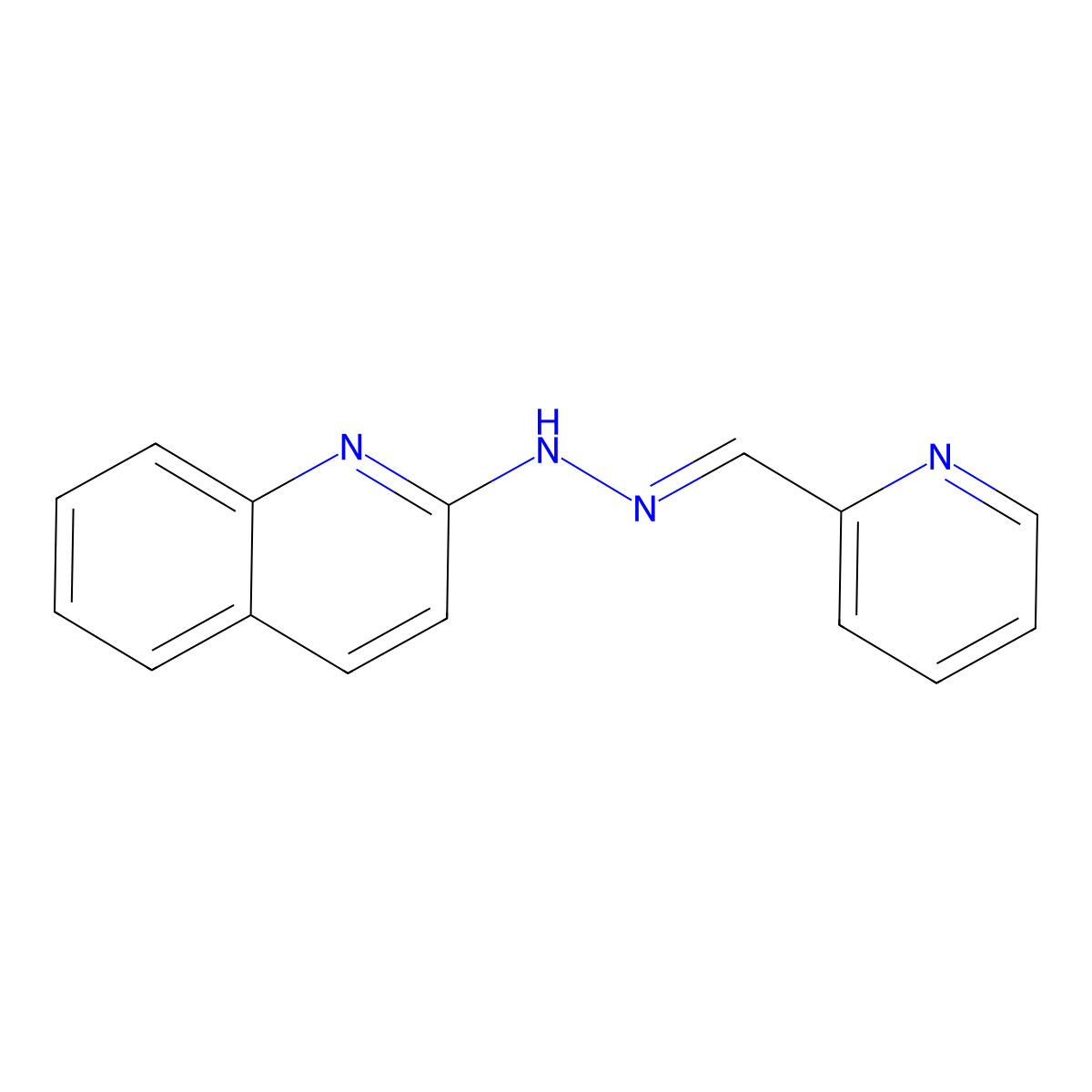 2-Pyridinecarboxaldehyde, 2-(2-quinolinyl)hydrazone molecular structure, CAS 190437-40-2