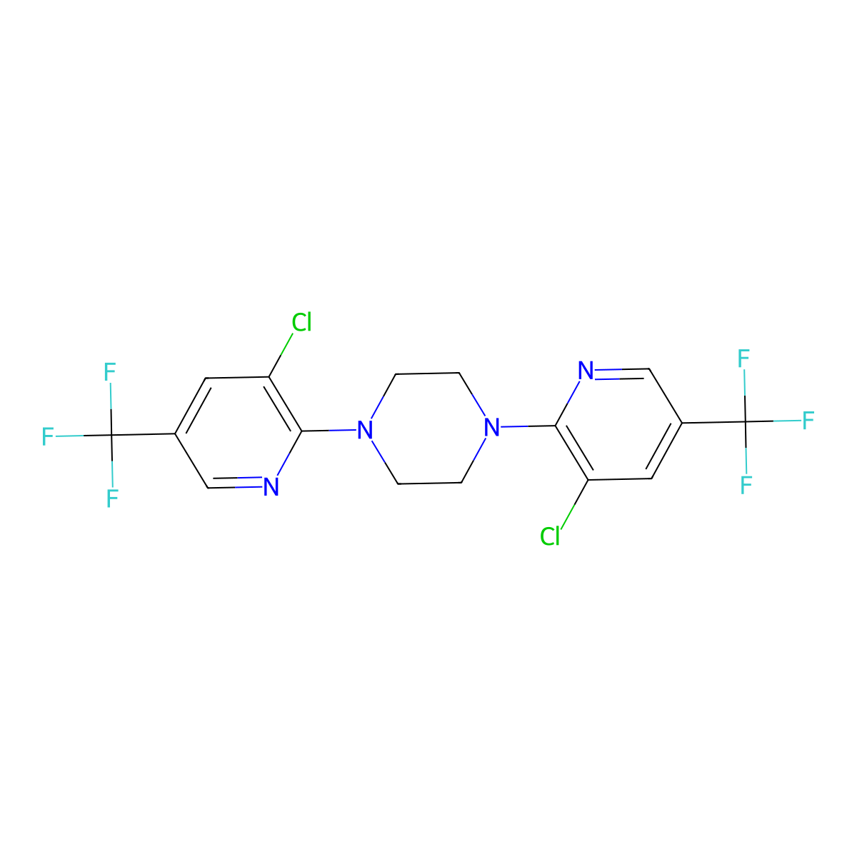 1,4-Bis[3-chloro-5-(trifluoromethyl)pyridin-2-yl]piperazine molecular structure, CAS 190437-62-8