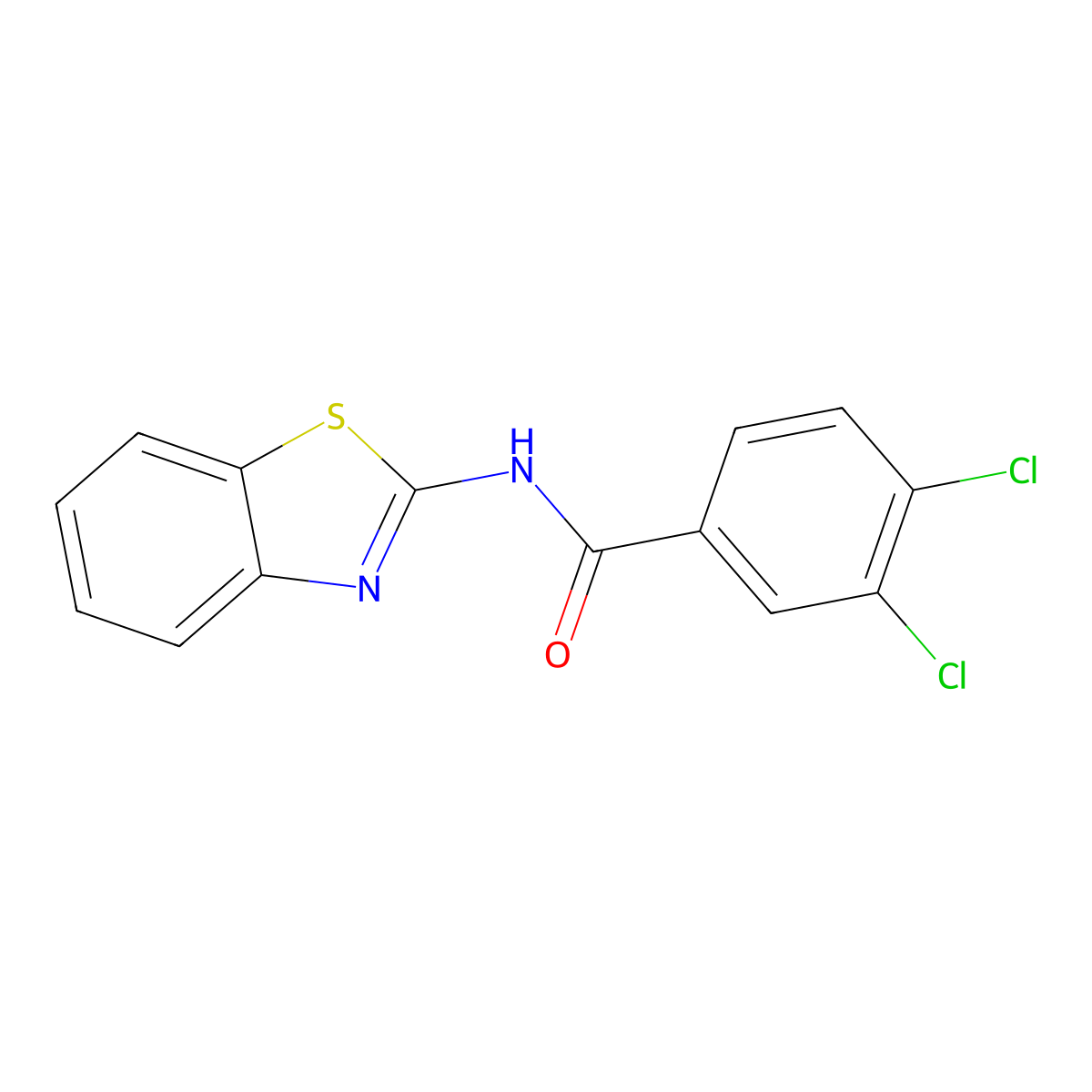 N-(1,3-benzothiazol-2-yl)-3,4-dichlorobenzamide molecular structure, CAS 190437-89-9