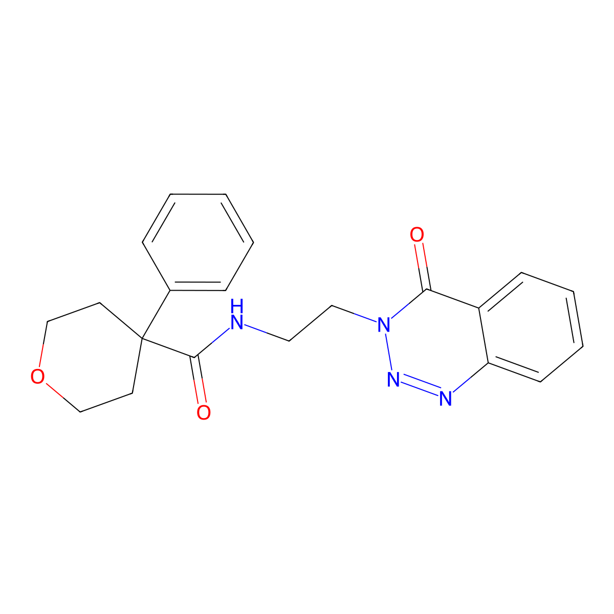 N-[2-(4-oxo-3,4-dihydro-1,2,3-benzotriazin-3-yl)ethyl]-4-phenyloxane-4-carboxamide molecular structure, CAS 1904371-07-8