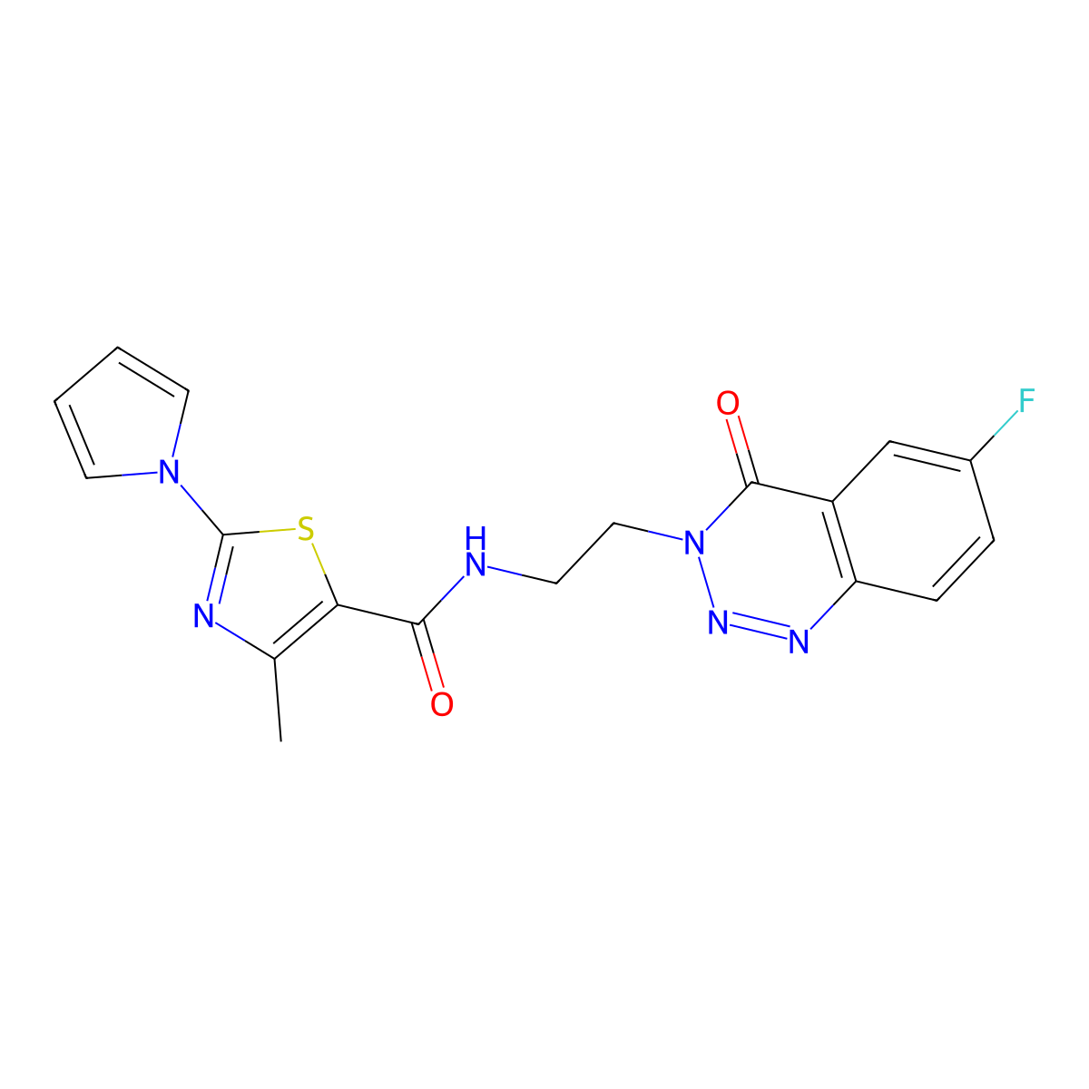N-(2-(6-fluoro-4-oxobenzo[d][1,2,3]triazin-3(4H)-yl)ethyl)-4-methyl-2-(1H-pyrrol-1-yl)thiazole-5-carboxamide molecular structure, CAS 1904371-32-9