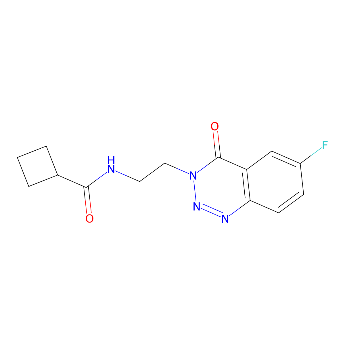 N-(2-(6-fluoro-4-oxobenzo[d][1,2,3]triazin-3(4H)-yl)ethyl)cyclobutanecarboxamide molecular structure, CAS 1904371-60-3