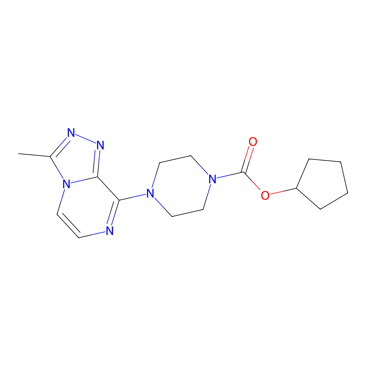 Cyclopentyl 4-(3-methyl-[1,2,4]triazolo[4,3-a]pyrazin-8-yl)piperazine-1-carboxylate molecular structure, CAS 1904372-25-3