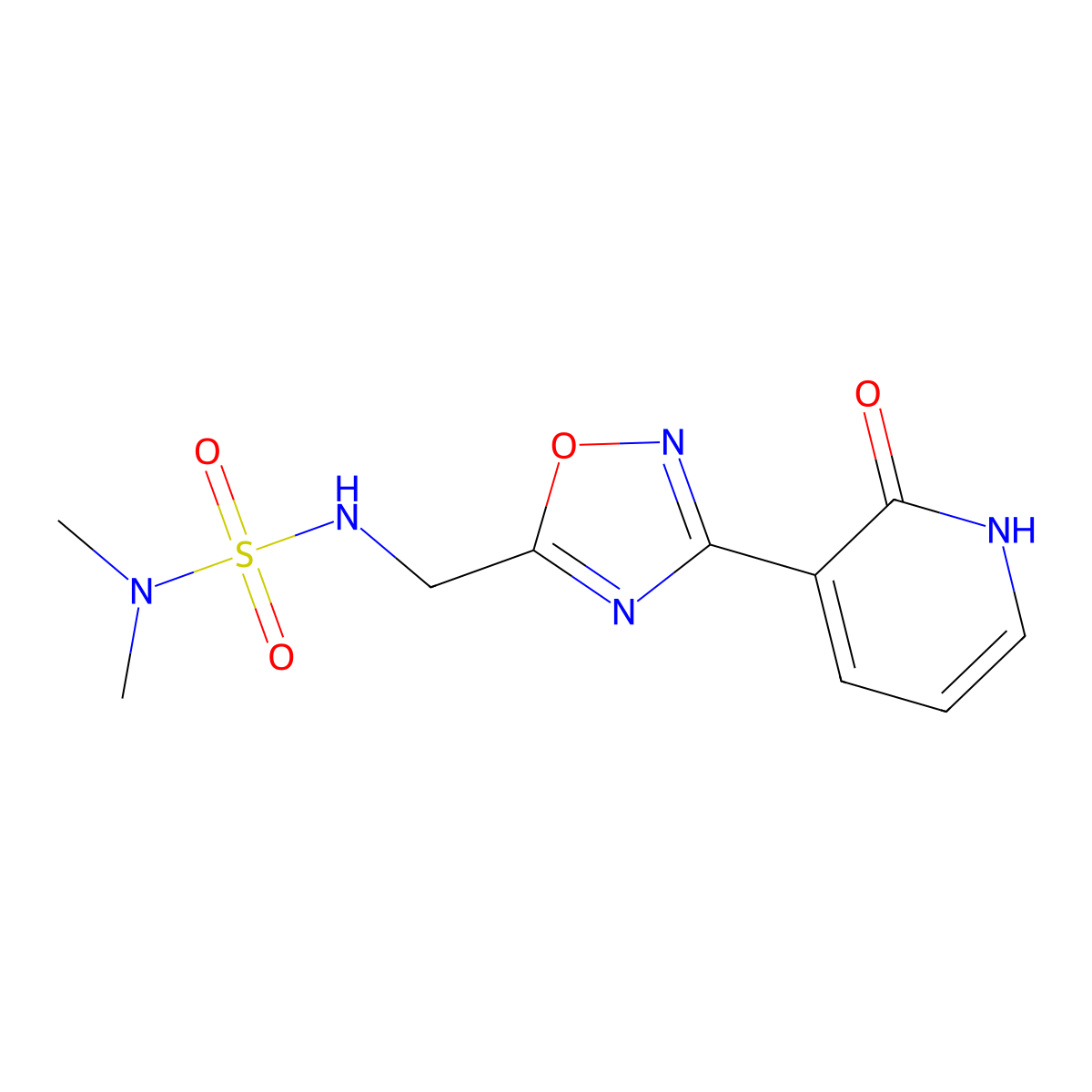 3-(5-{[(Dimethylsulfamoyl)amino]methyl}-1,2,4-oxadiazol-3-yl)-1,2-dihydropyridin-2-one molecular structure, CAS 1904373-60-9