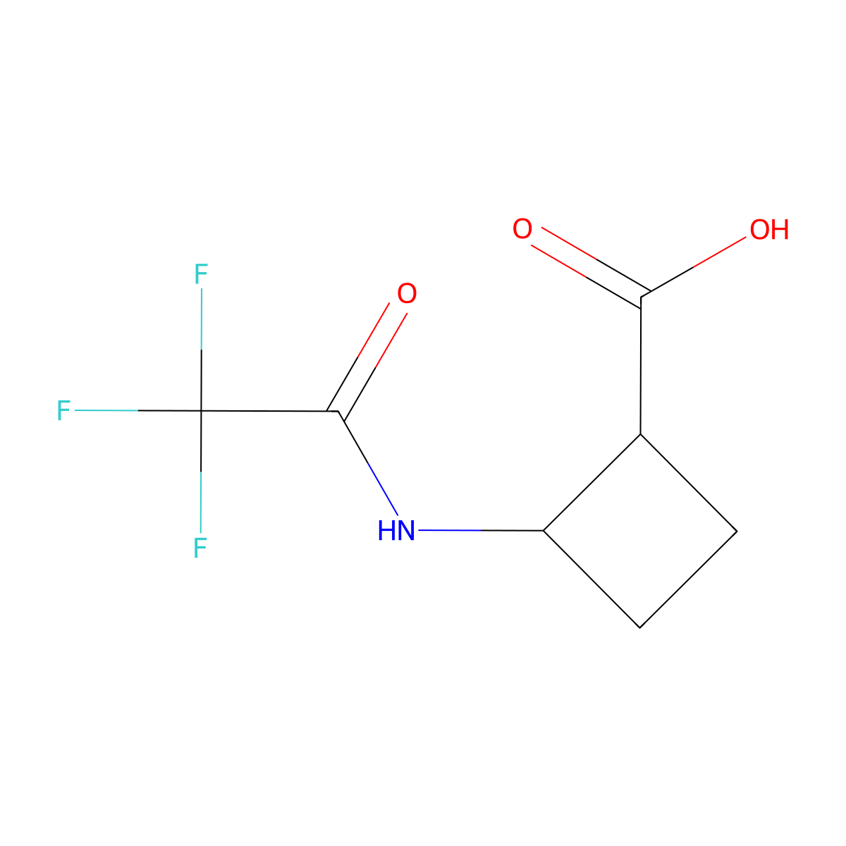 rac-(1R,2S)-2-(2,2,2-trifluoroacetamido)cyclobutane-1-carboxylic acid molecular structure, CAS 1904374-33-9