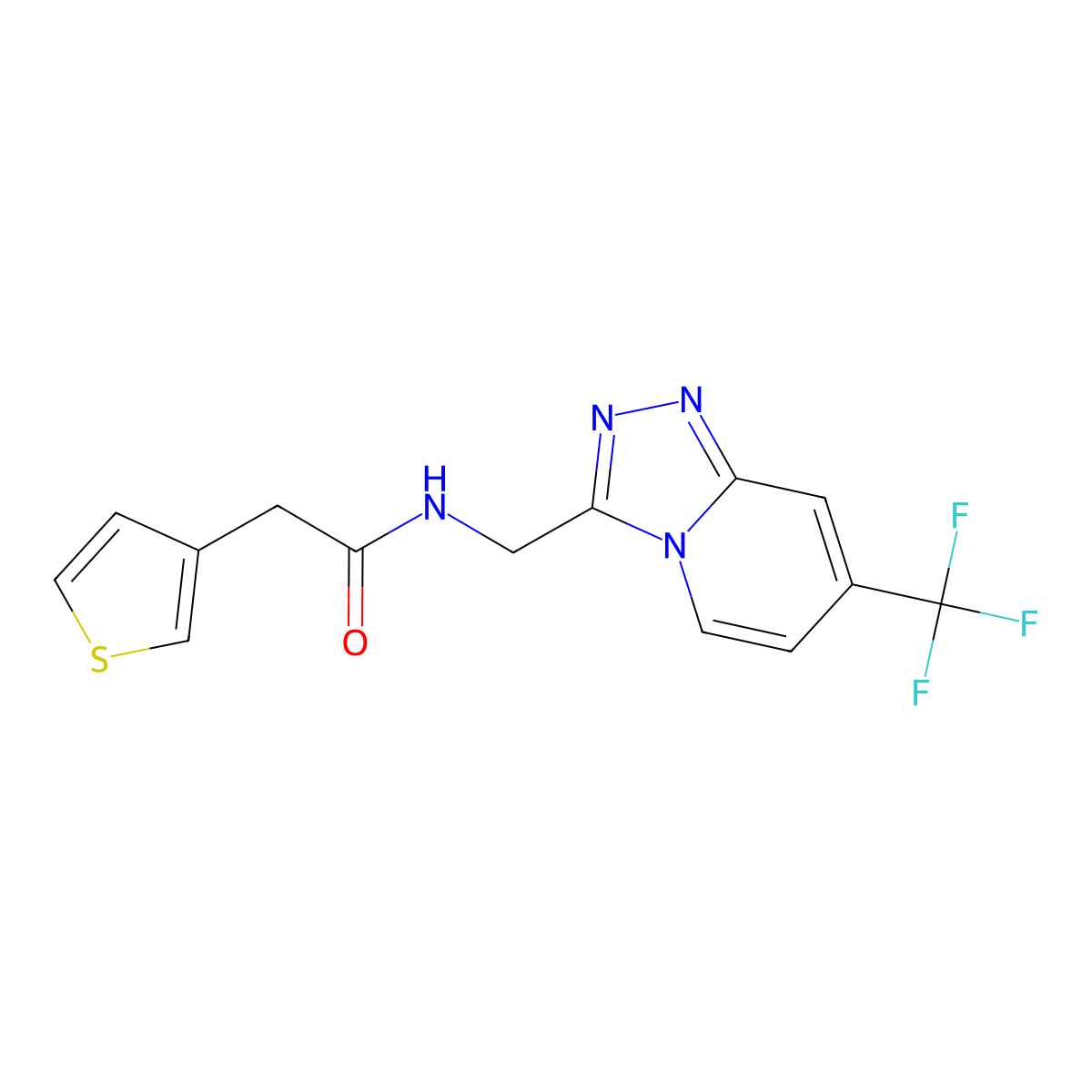 2-(thiophen-3-yl)-N-{[7-(trifluoromethyl)-[1,2,4]triazolo[4,3-a]pyridin-3-yl]methyl}acetamide molecular structure, CAS 1904374-66-8