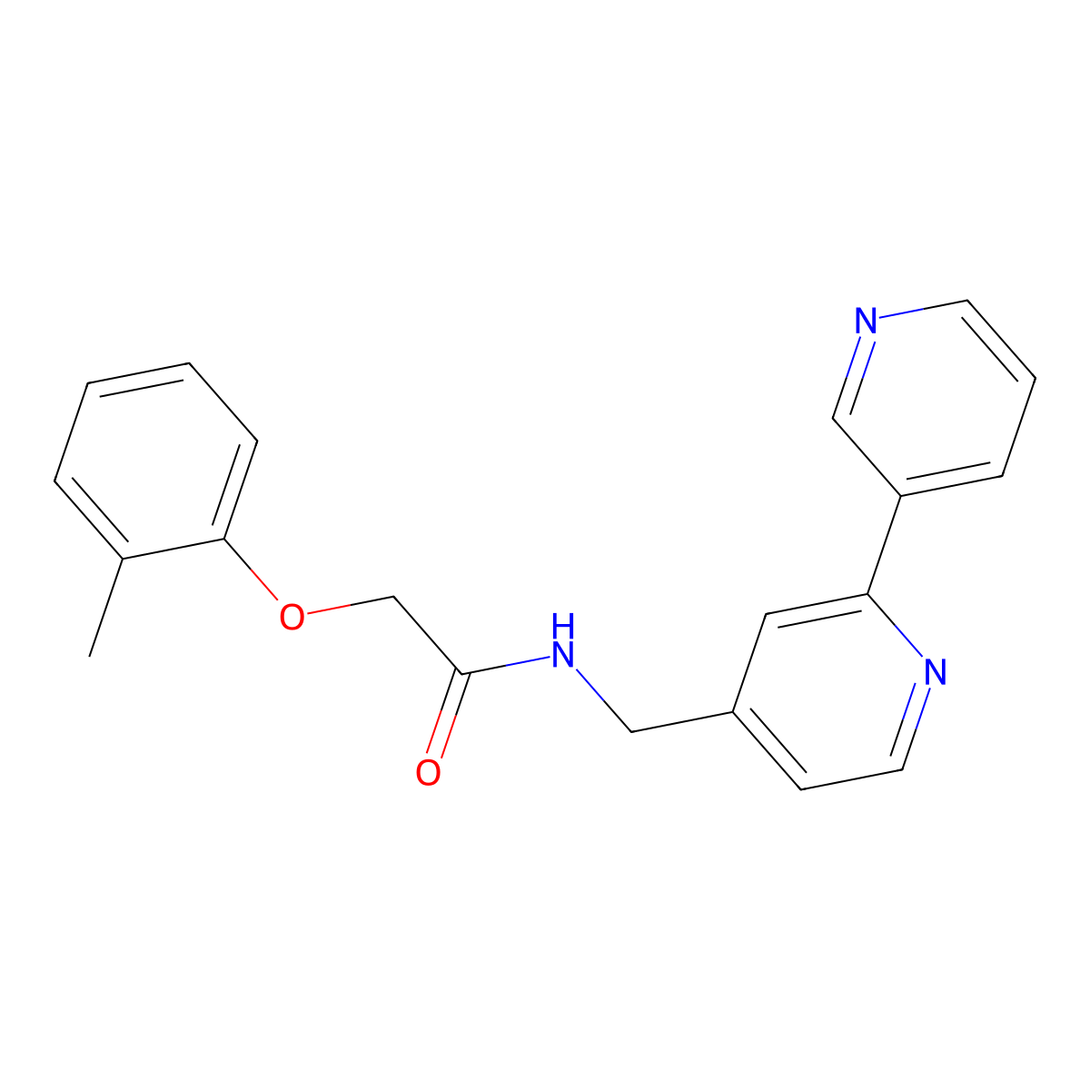 N-({[2,3'-bipyridine]-4-yl}methyl)-2-(2-methylphenoxy)acetamide molecular structure, CAS 1904375-51-4